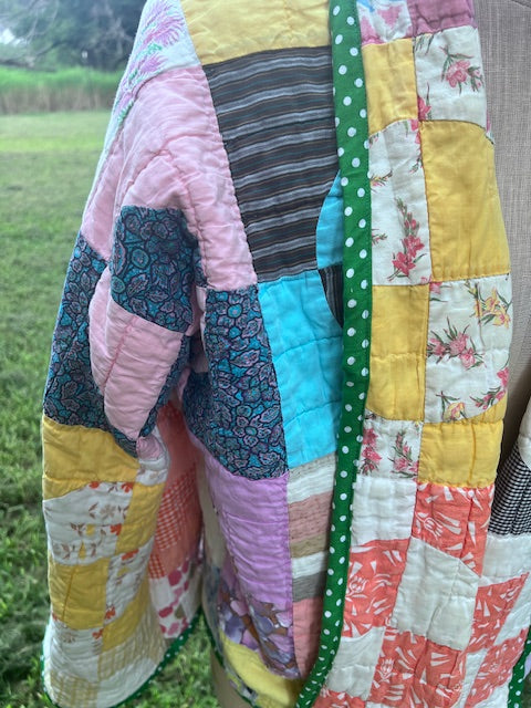 Fun & Bright handcrafted Quilt Jacket, Coat, One Size Fits All