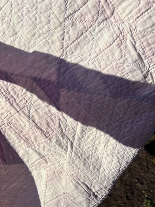 Classic Antique Red & White Pinwheel Quilt with Intricate Tiny Hand Quilting