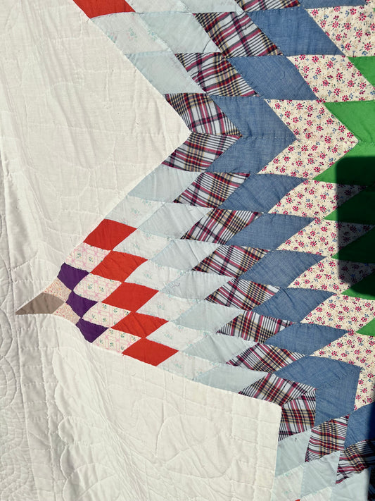 Glorious Lone Star Hand Quilted Vintage Quilt