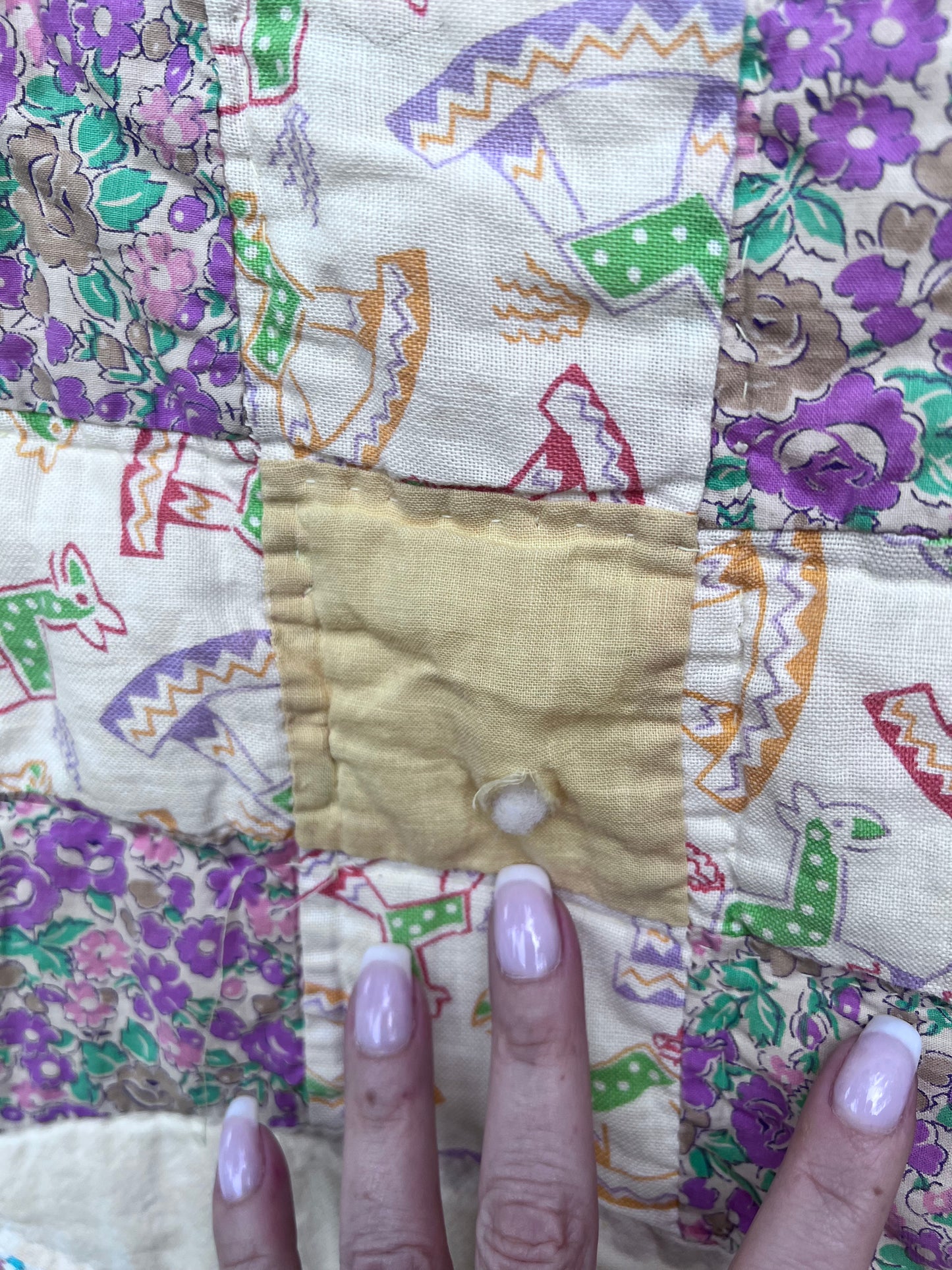Robbing Peter to Pay Paul or Variated 9 Patch Feedsack Vintage Quilt