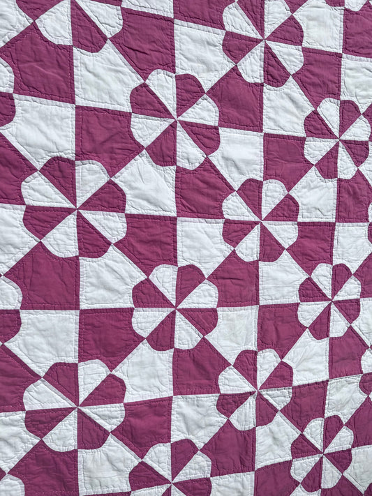 Dizzying, masterfully executed geometric puzzle Pinwheel/Windmill Vintage Quilt