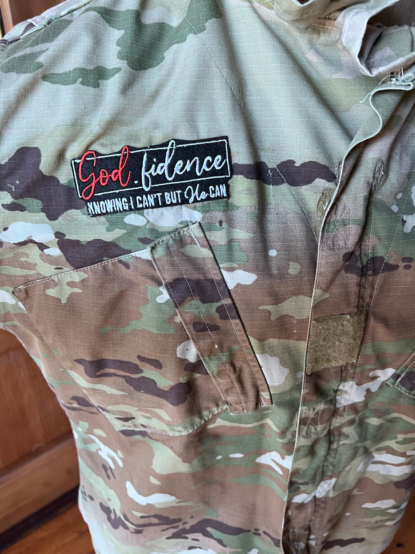 One of a Kind Camo Jacket Designed with Patriotism and Faith