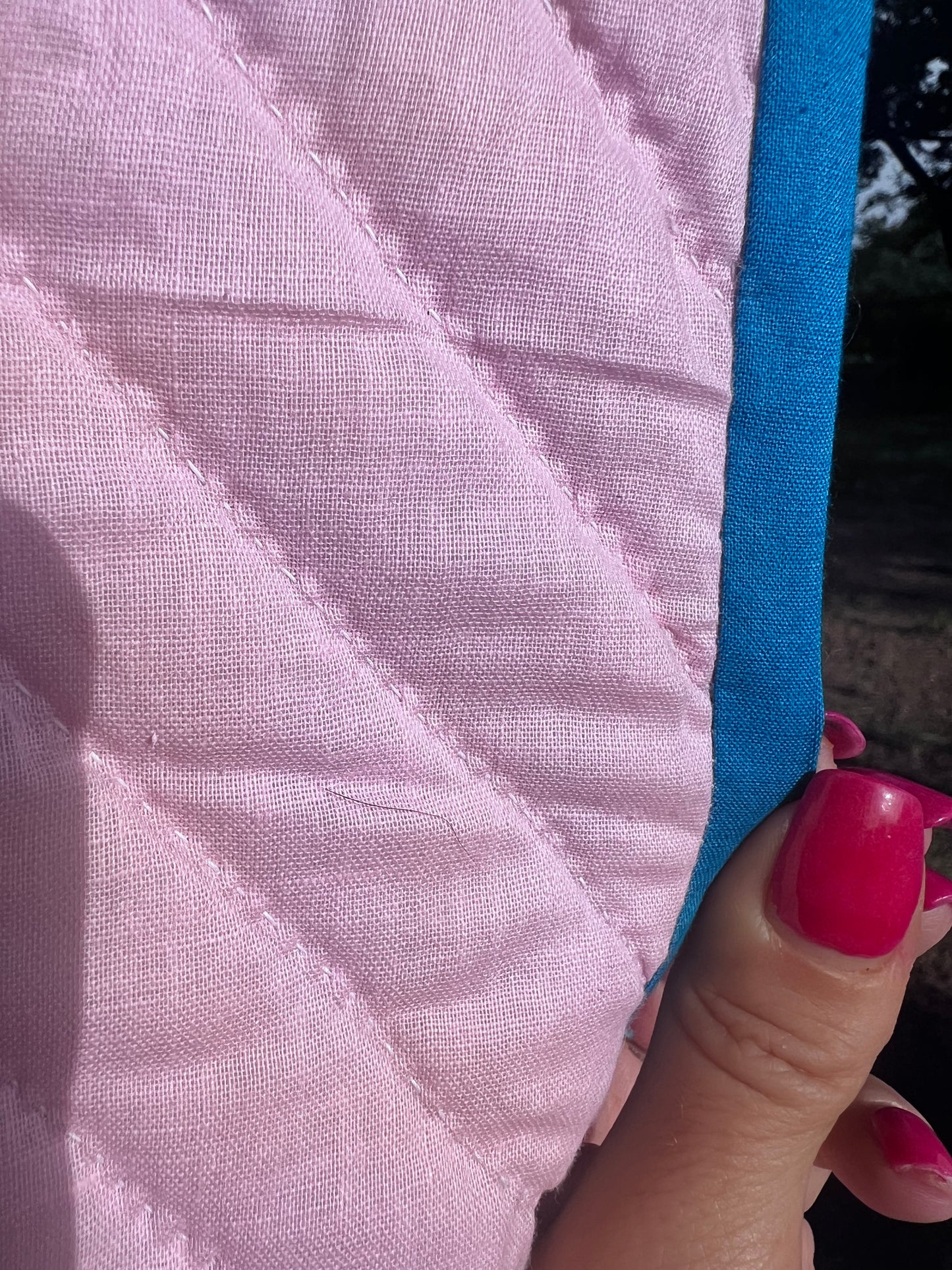 Gloriously Vibrant Vintage Single Irish Chain Quilt - Hand quilted, stitched and bound!
