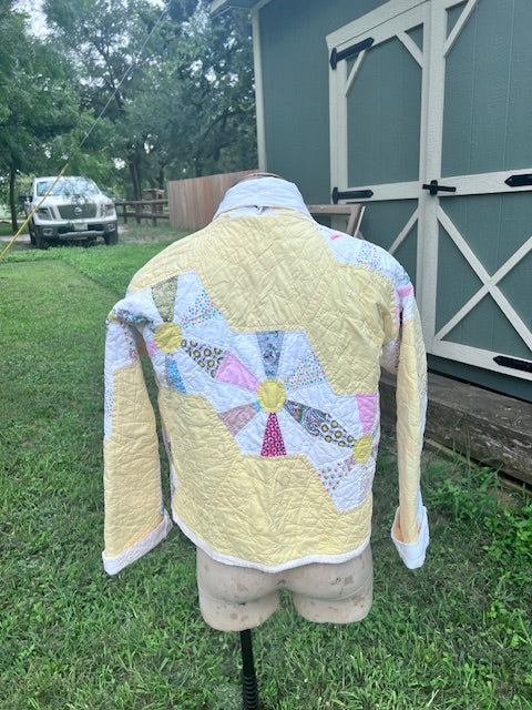 Gorgeous Butter Yellow Dresden Style Cropped Quilt Coat