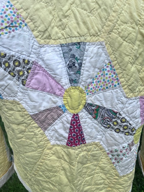 Gorgeous Butter Yellow Dresden Style Cropped Quilt Coat
