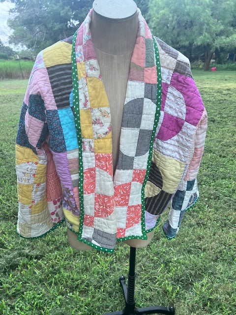 Fun & Bright handcrafted Quilt Jacket, Coat, One Size Fits All