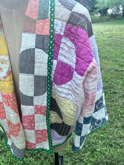 Fun & Bright handcrafted Quilt Jacket, Coat, One Size Fits All