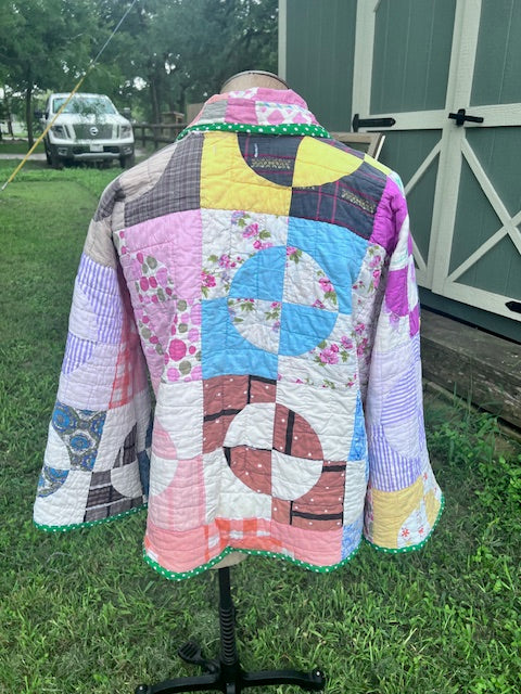 Fun & Bright handcrafted Quilt Jacket, Coat, One Size Fits All