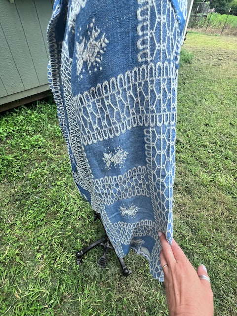 Beautiful Vintage Blue with White embroidery Chore Coat