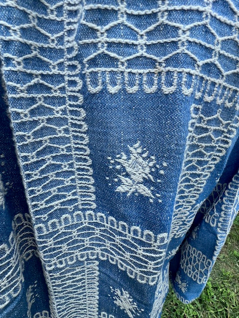 Beautiful Vintage Blue with White embroidery Chore Coat
