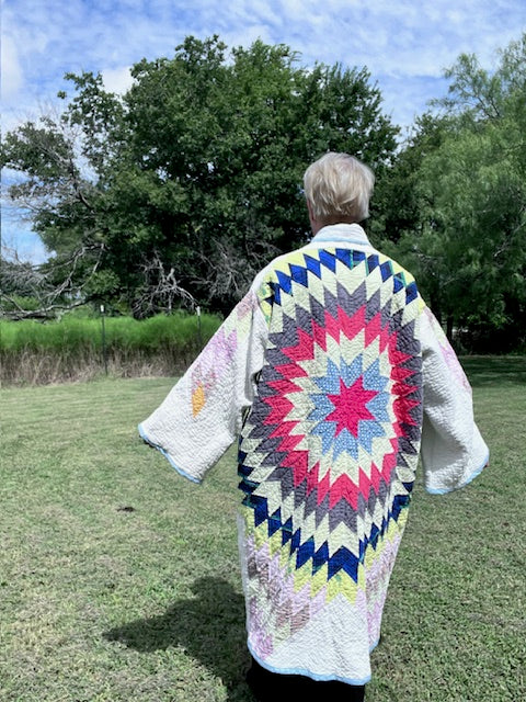 Glorious Lone Star Duster Quilt Jacket, Bold, Stunning, Vibrant - Eye-catching!