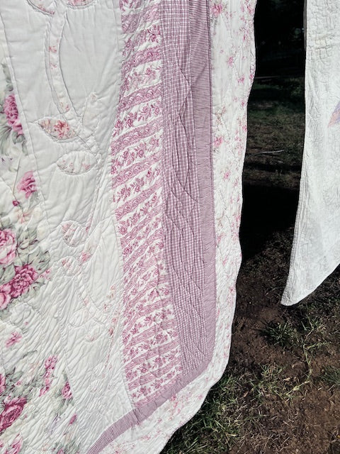 Racheal Ashwell Shabby Chic Red Ticking Toile Roses Quilt