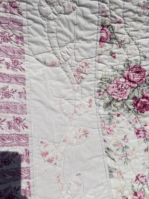 Racheal Ashwell Shabby Chic Red Ticking Toile Roses Quilt