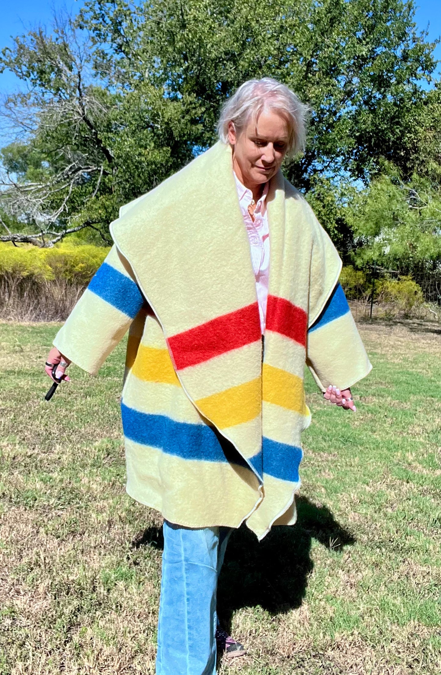 The Gathering Jacket - Vintage Hudson Bay Style Oversized Blanket Jacket