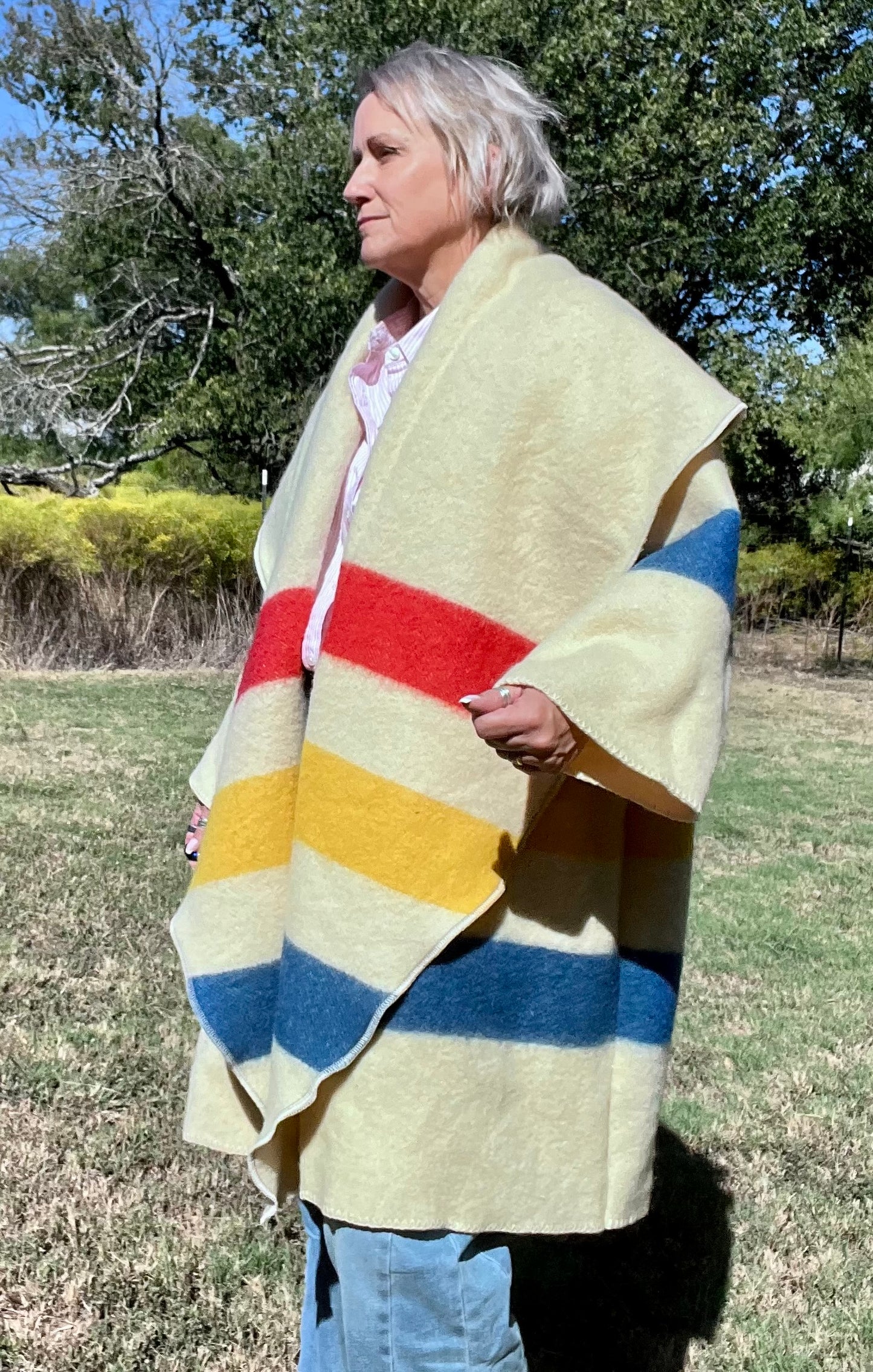 The Gathering Jacket - Vintage Hudson Bay Style Oversized Blanket Jacket