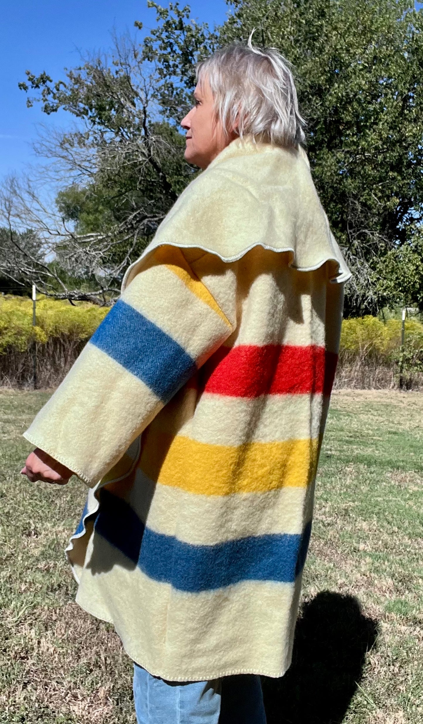 The Gathering Jacket - Vintage Hudson Bay Style Oversized Blanket Jacket