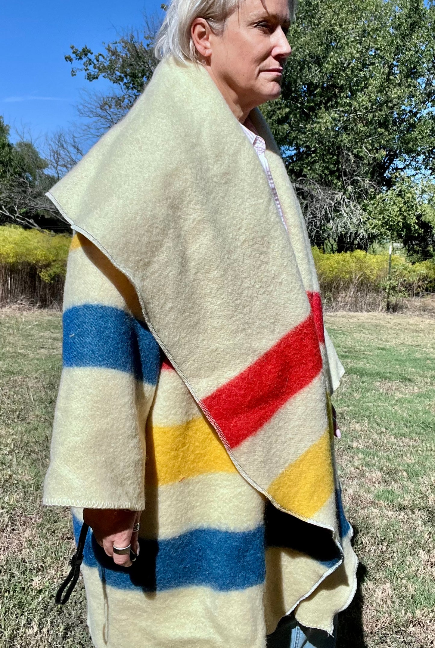 The Gathering Jacket - Vintage Hudson Bay Style Oversized Blanket Jacket