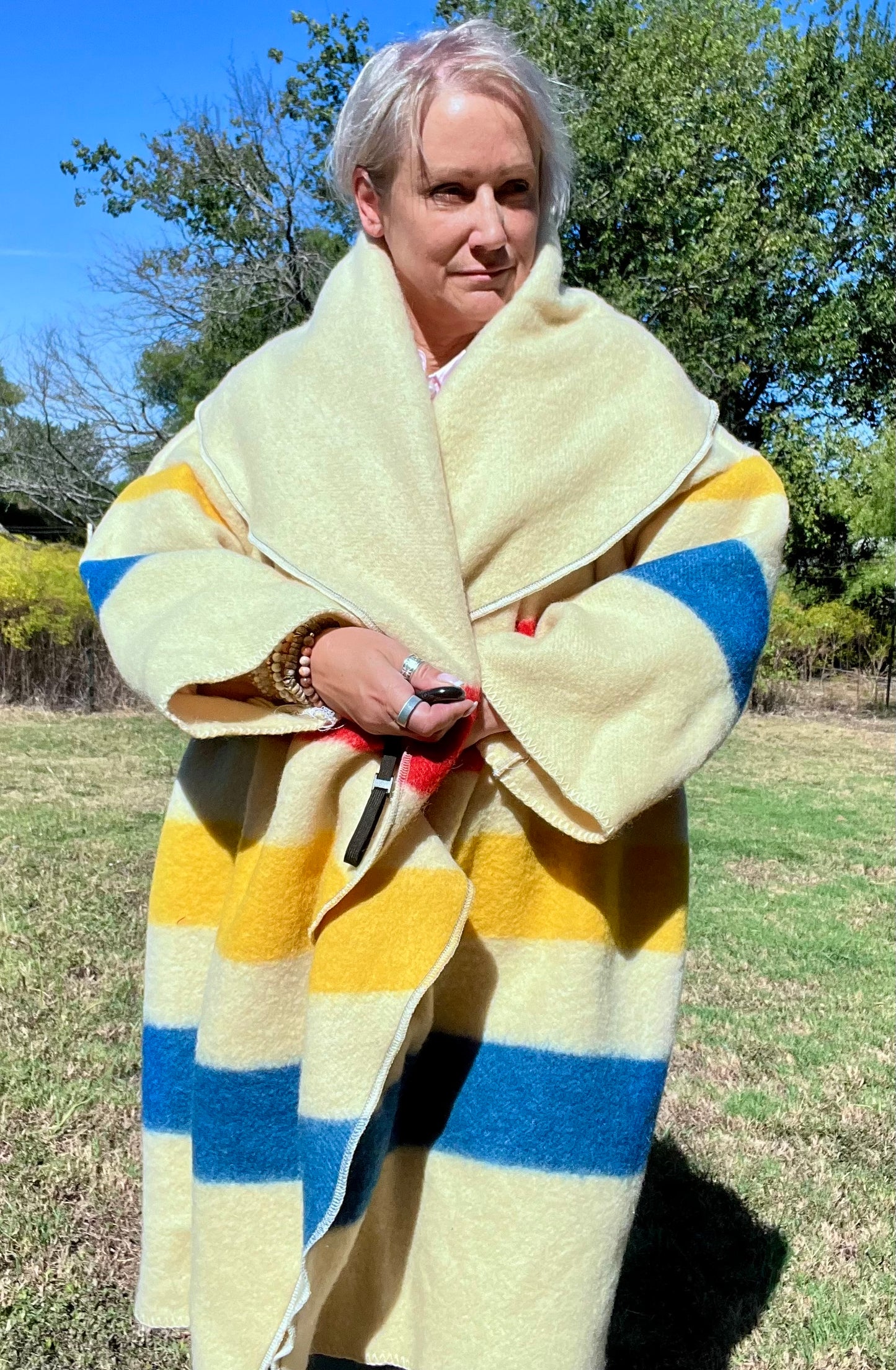 The Gathering Jacket - Vintage Hudson Bay Style Oversized Blanket Jacket