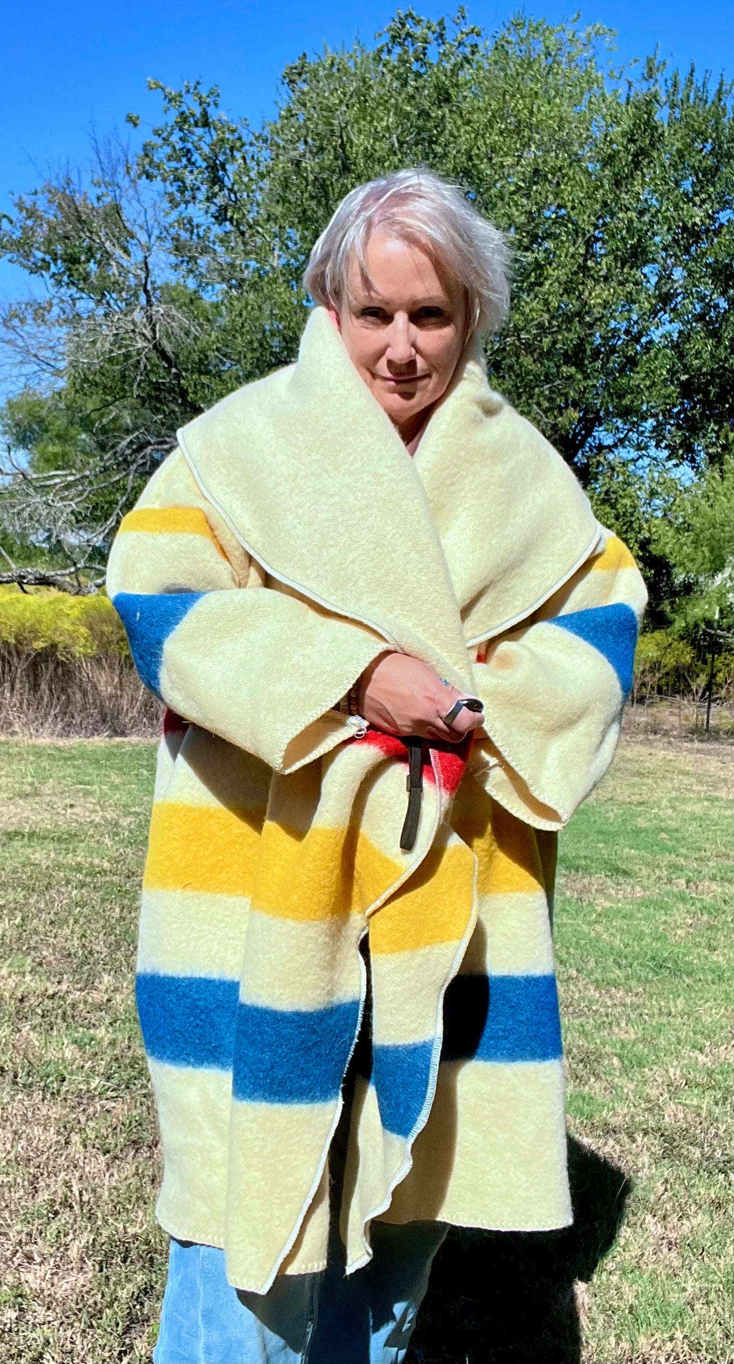 The Gathering Jacket - Vintage Hudson Bay Style Oversized Blanket Jacket