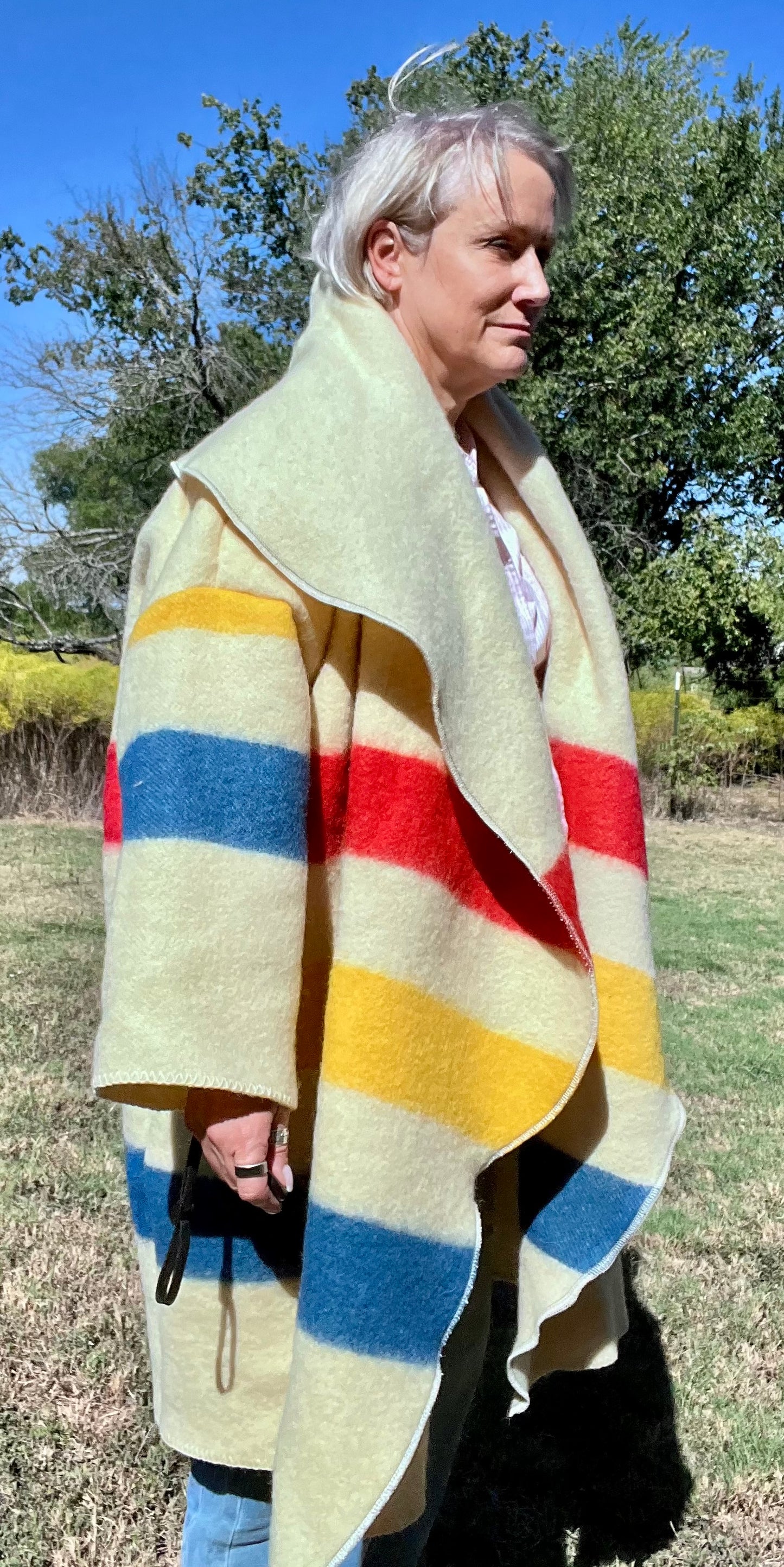 The Gathering Jacket - Vintage Hudson Bay Style Oversized Blanket Jacket