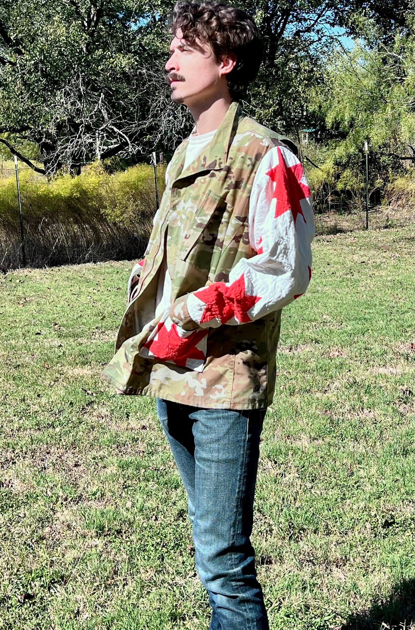 Repurposed with Respect, Military Camo Jacket with Quilt Upgrades