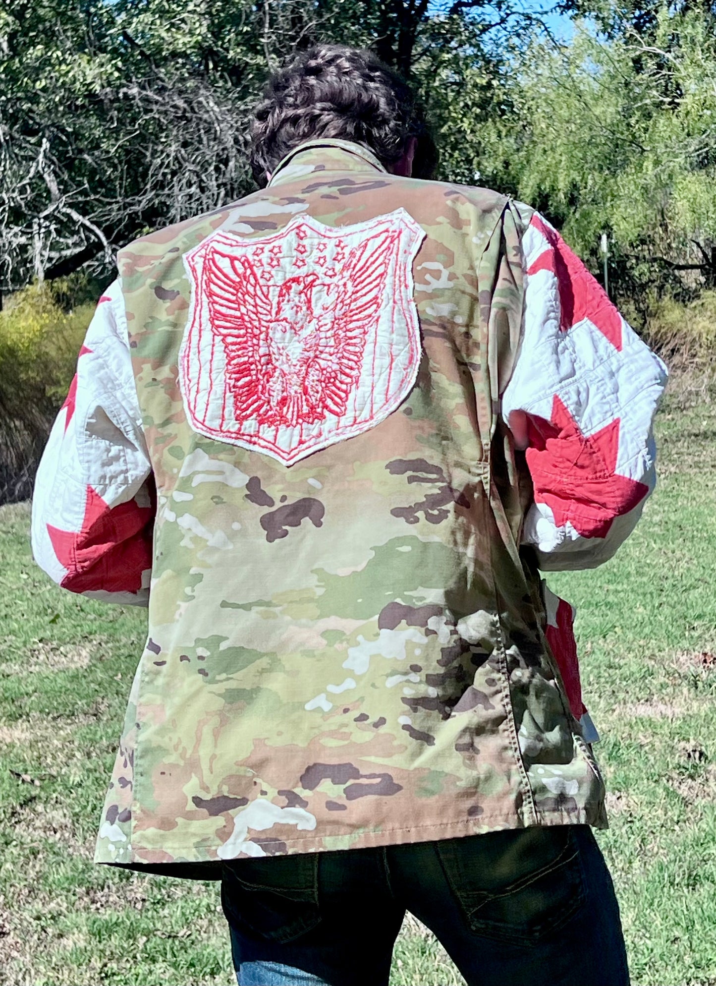 Repurposed with Respect, Military Camo Jacket with Quilt Upgrades