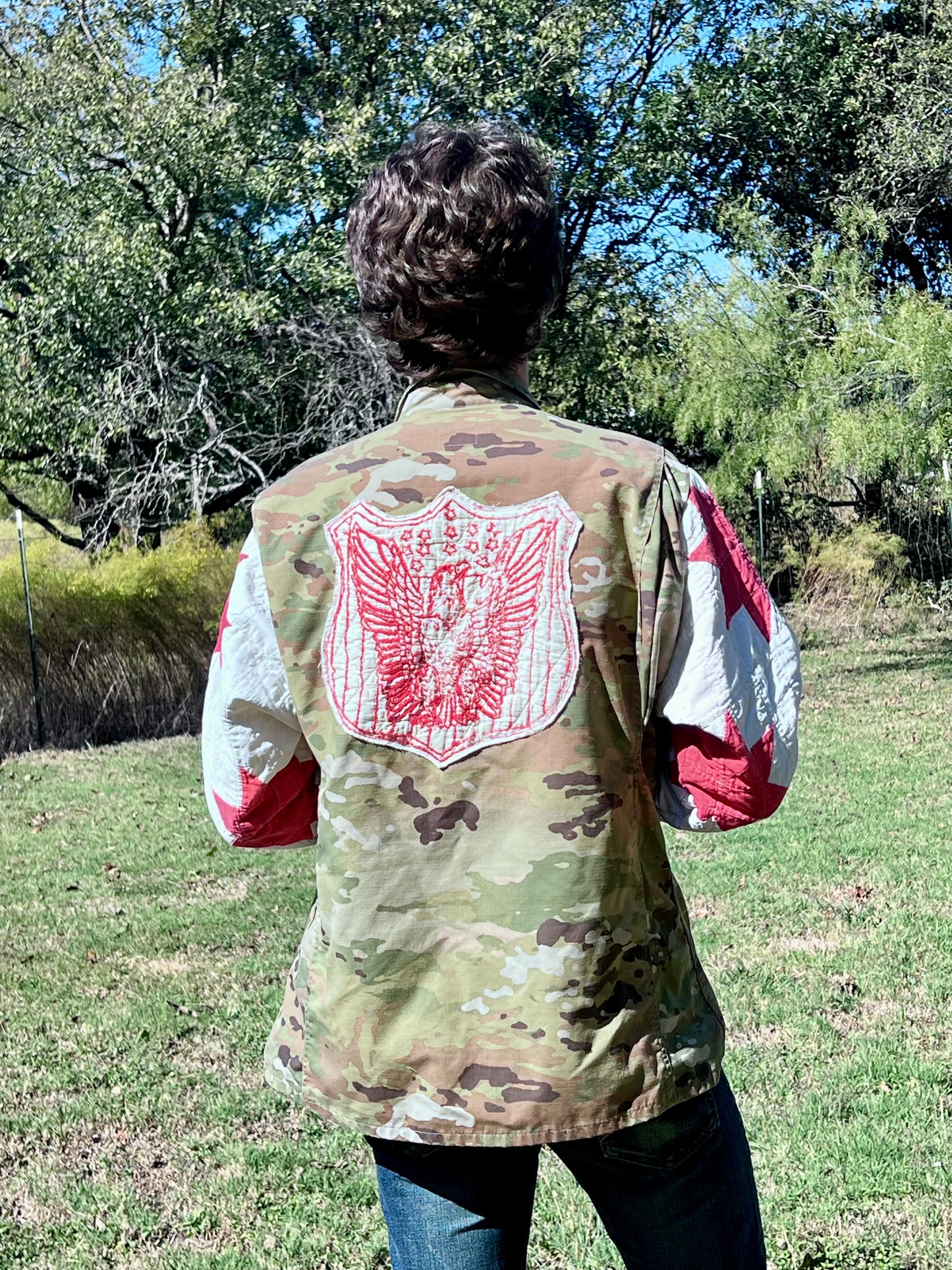 Repurposed with Respect, Military Camo Jacket with Quilt Upgrades
