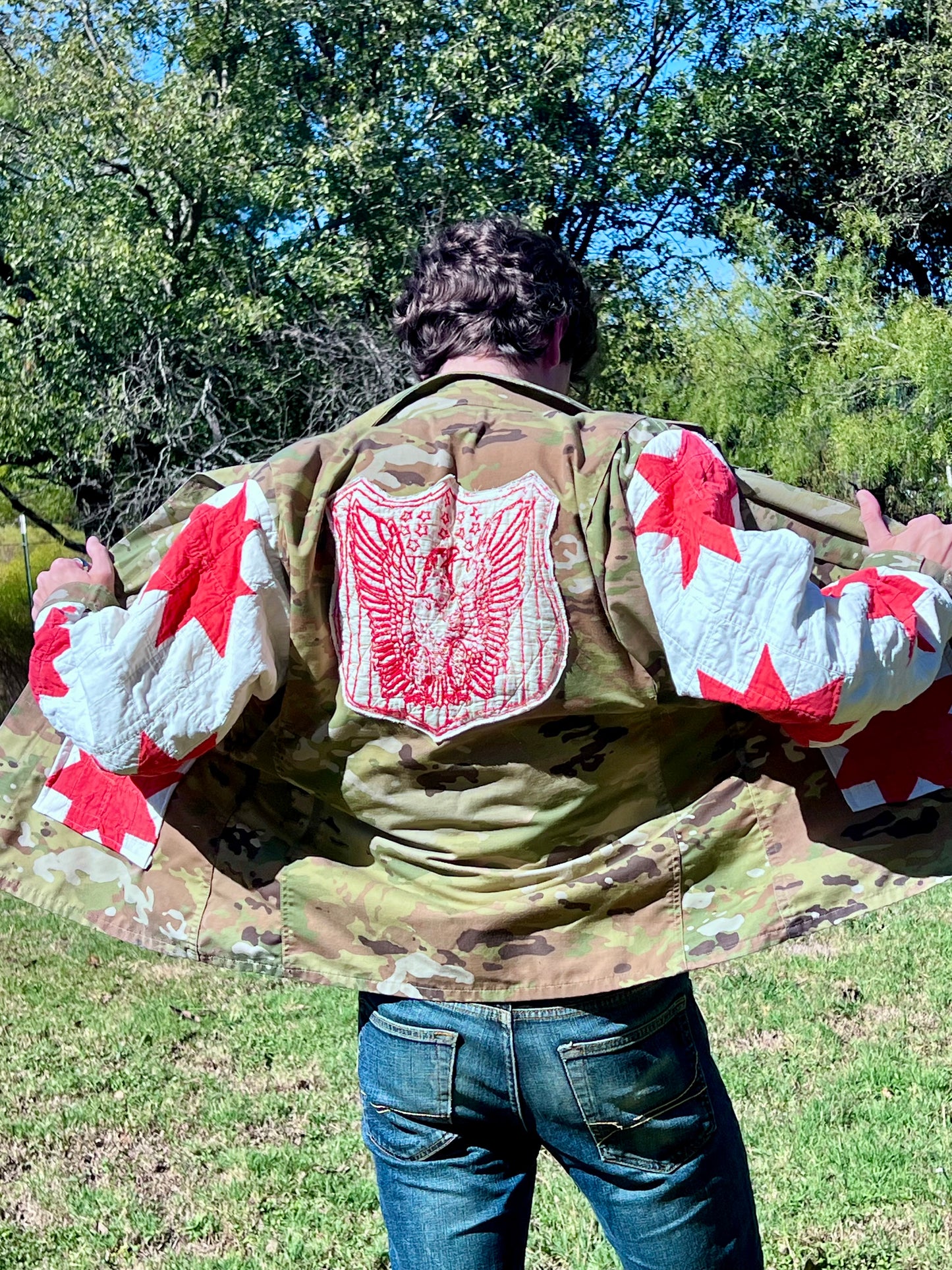 Repurposed with Respect, Military Camo Jacket with Quilt Upgrades