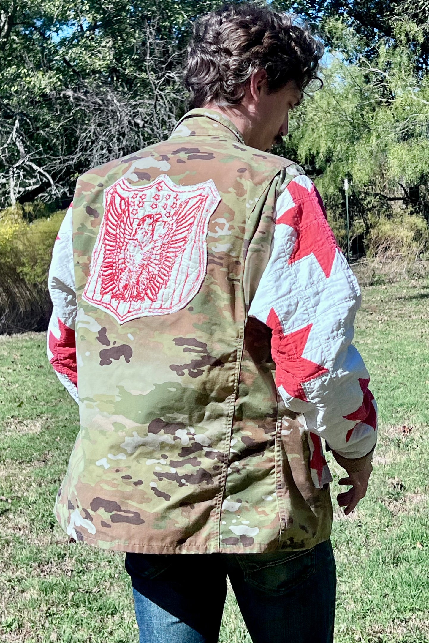 Repurposed with Respect, Military Camo Jacket with Quilt Upgrades