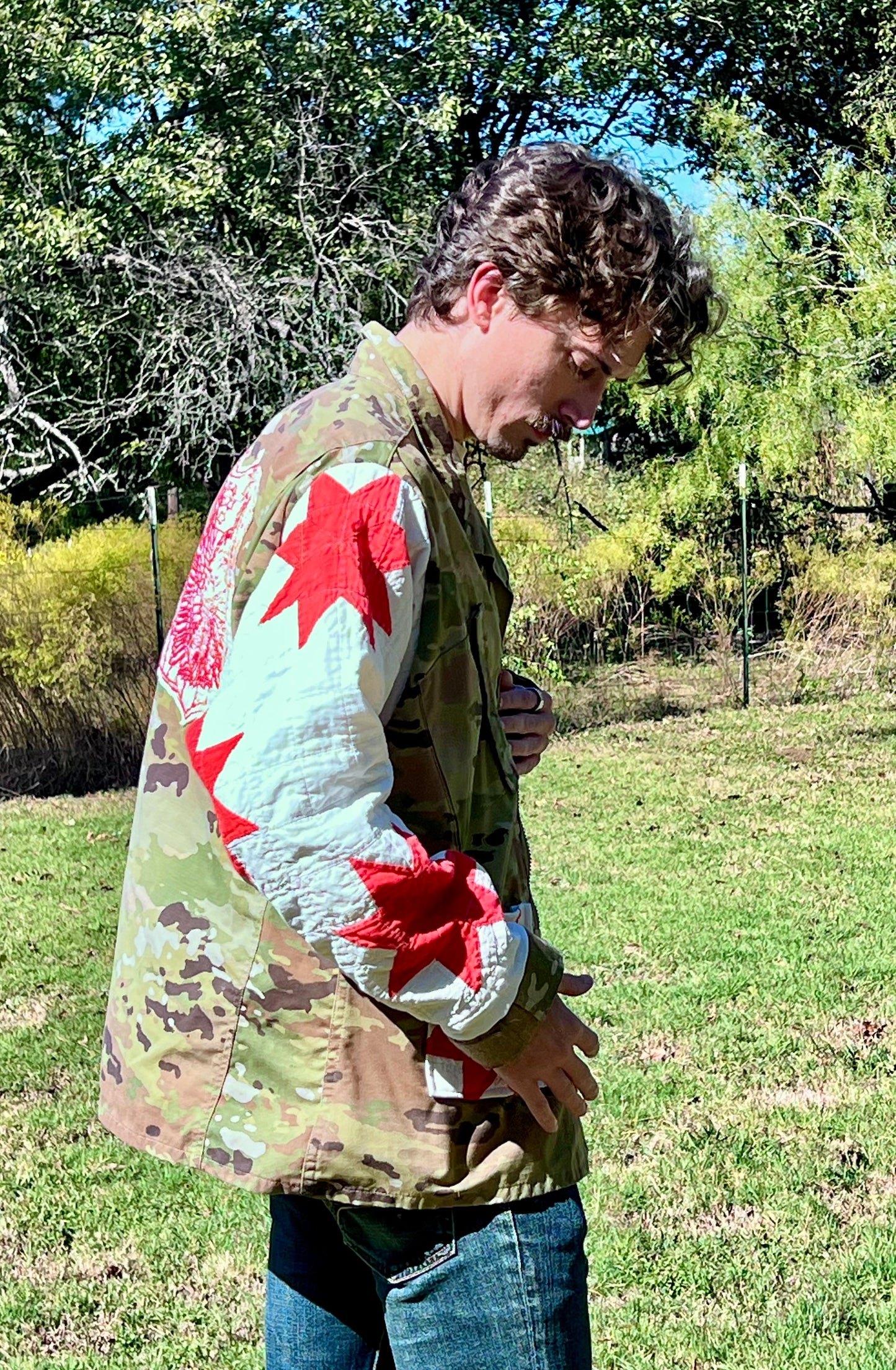 Repurposed with Respect, Military Camo Jacket with Quilt Upgrades