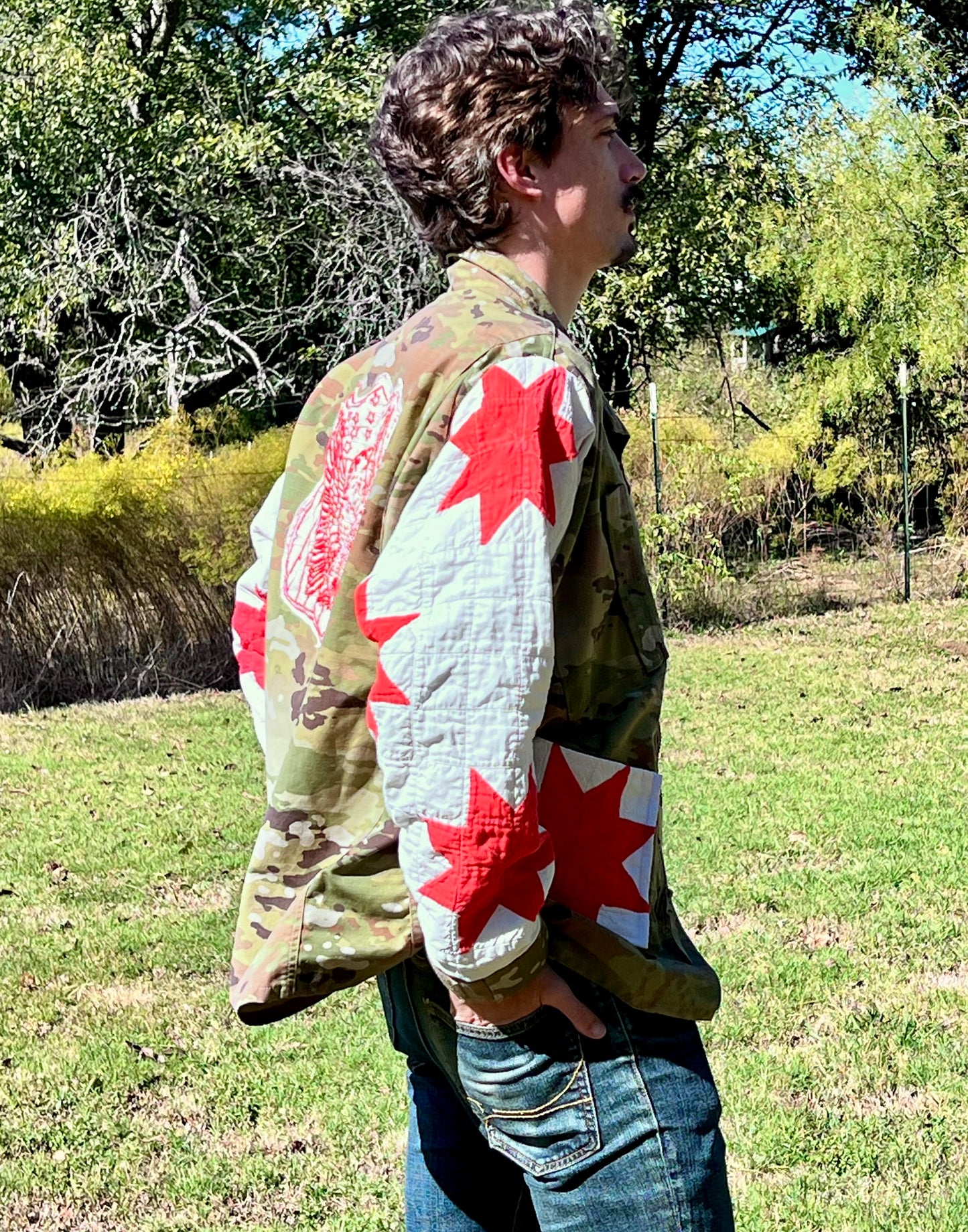 Repurposed with Respect, Military Camo Jacket with Quilt Upgrades