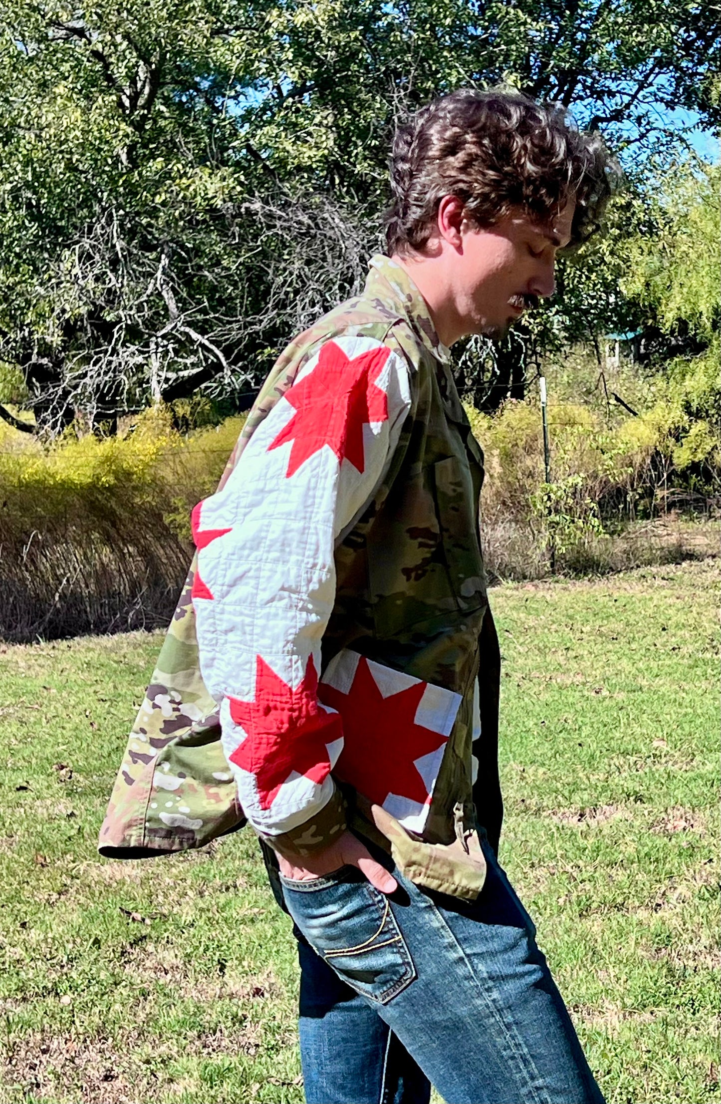 Repurposed with Respect, Military Camo Jacket with Quilt Upgrades