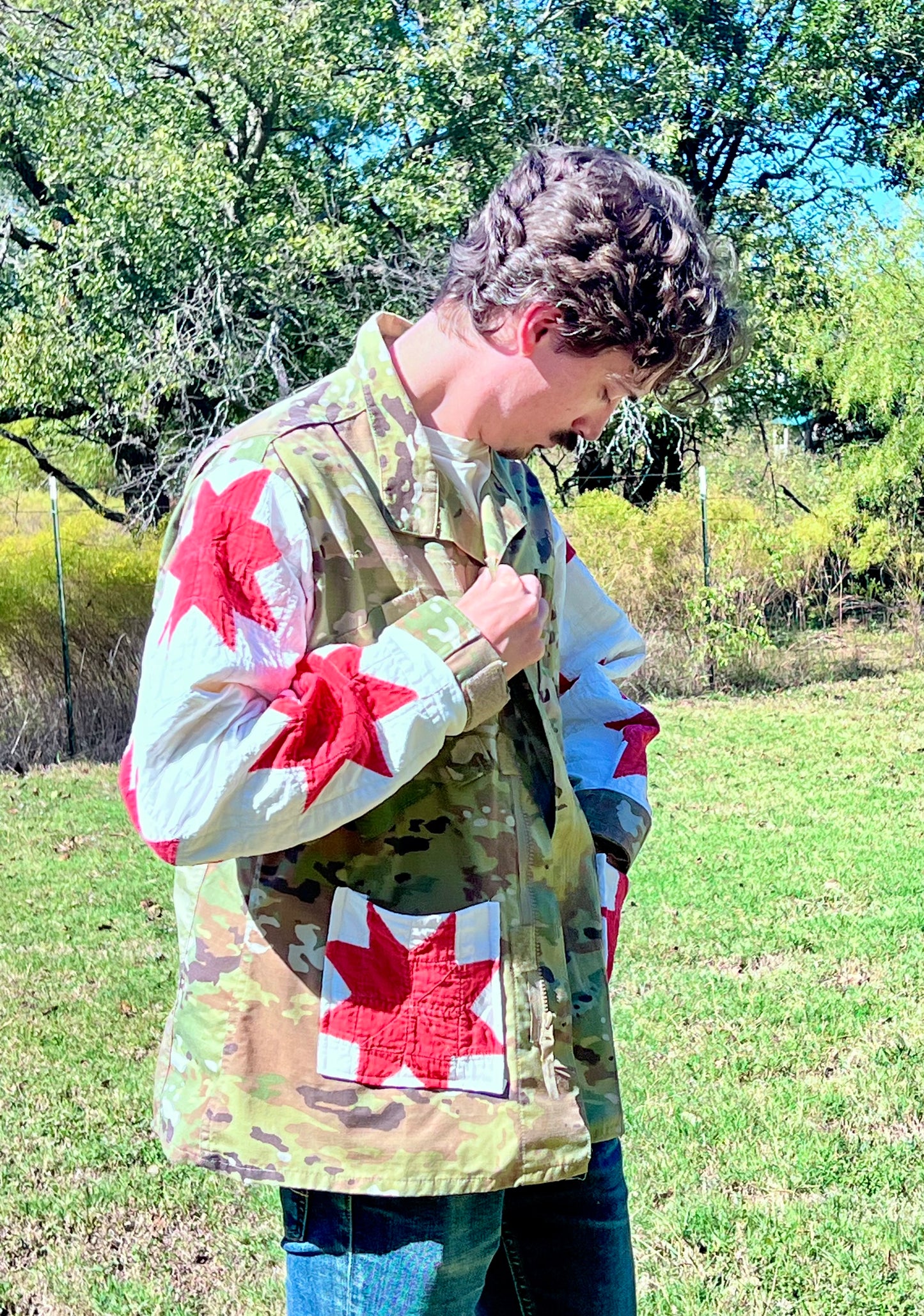 Repurposed with Respect, Military Camo Jacket with Quilt Upgrades