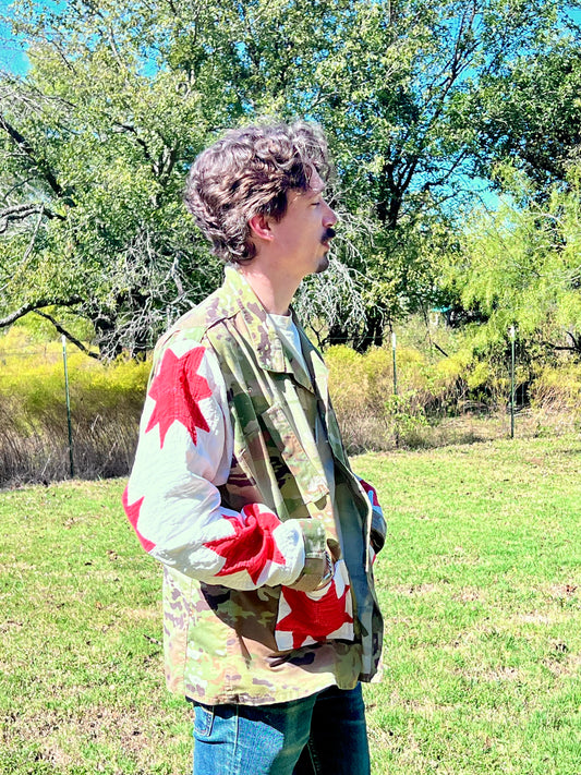 Repurposed with Respect, Military Camo Jacket with Quilt Upgrades