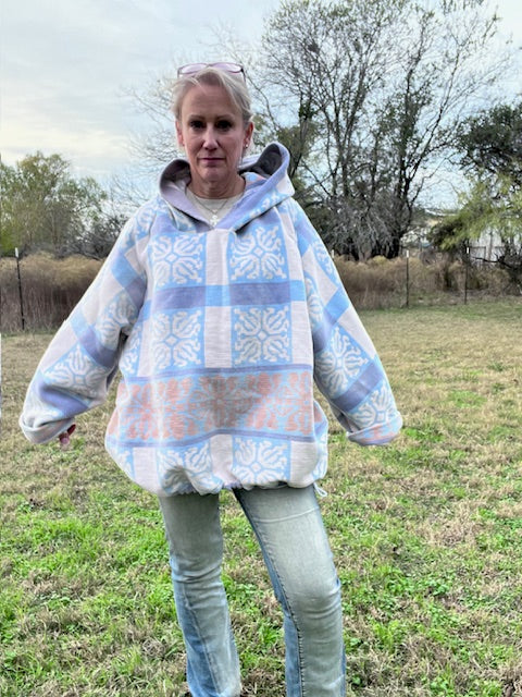 Super Cool Vintage Blanket Hoodie Sweatshirt Style Size L/XL
