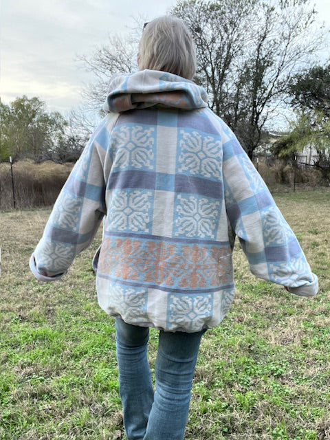Super Cool Vintage Blanket Hoodie Sweatshirt Style Size L/XL