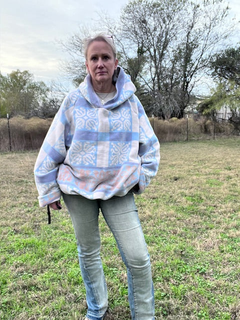 Super Cool Vintage Blanket Hoodie Sweatshirt Style Size L/XL