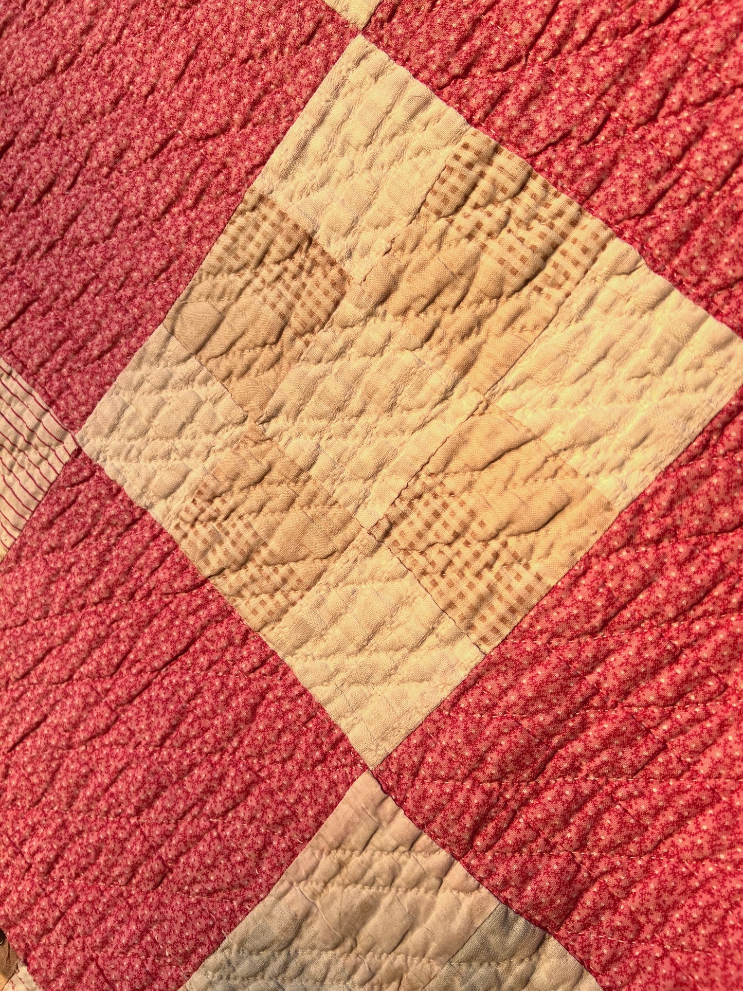 Super sweet, thin, soft & flowing 9 Patch Patchwork Vintage Quilt