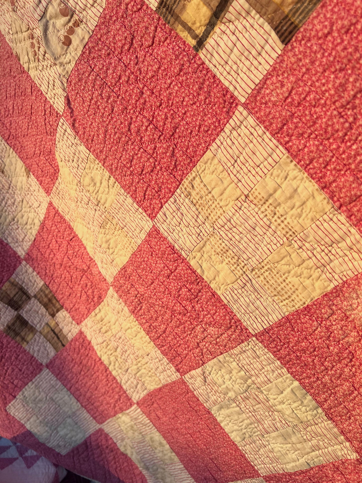 Super sweet, thin, soft & flowing 9 Patch Patchwork Vintage Quilt