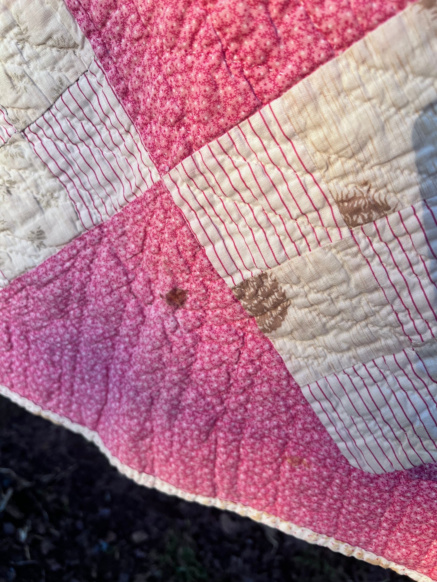 Super sweet, thin, soft & flowing 9 Patch Patchwork Vintage Quilt