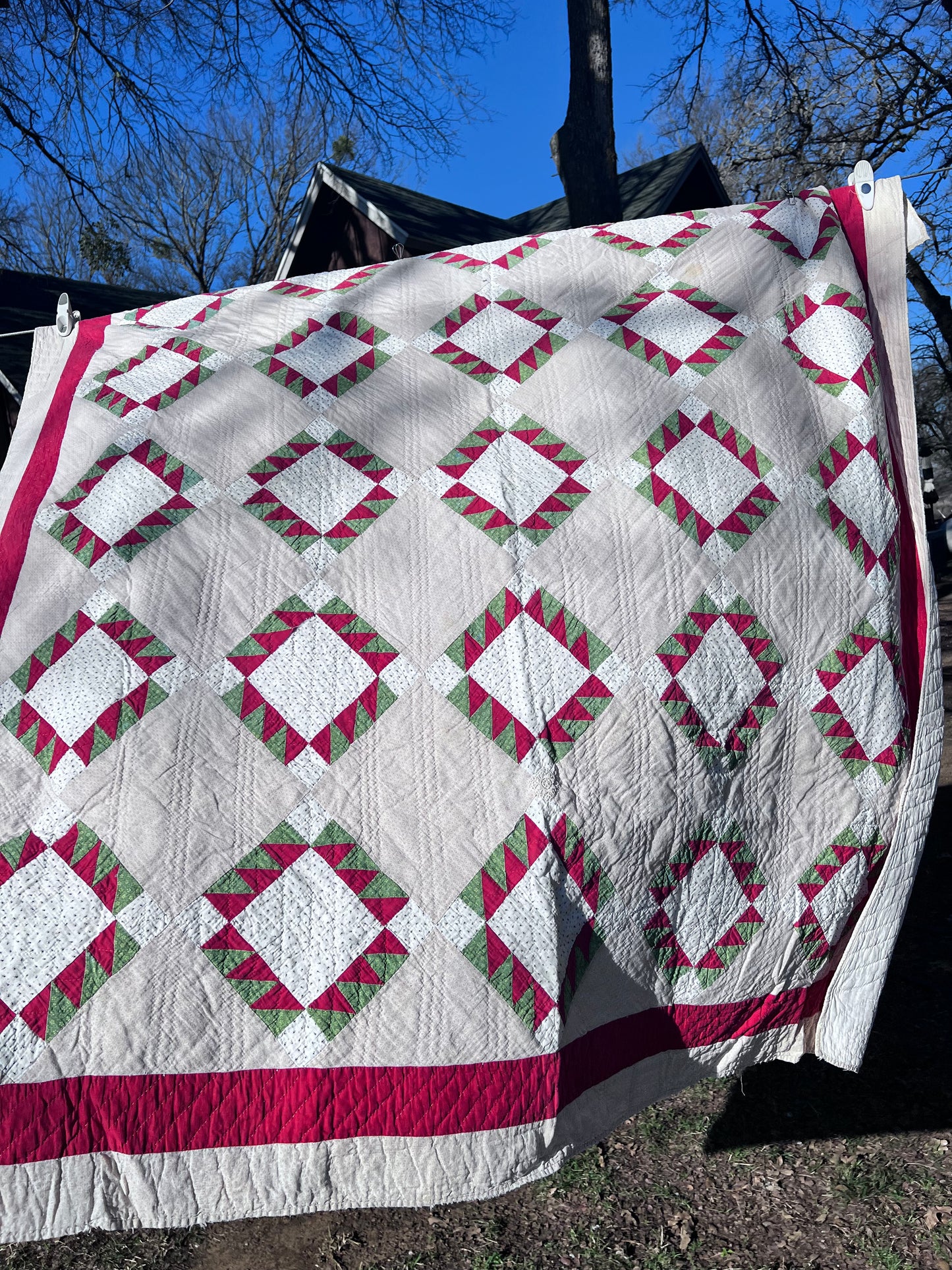 Glorious Triangles Dancing Across this Antique Vintage Quilt