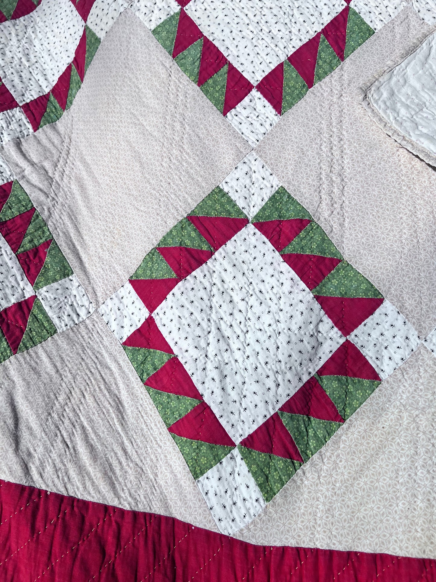 Glorious Triangles Dancing Across this Antique Vintage Quilt