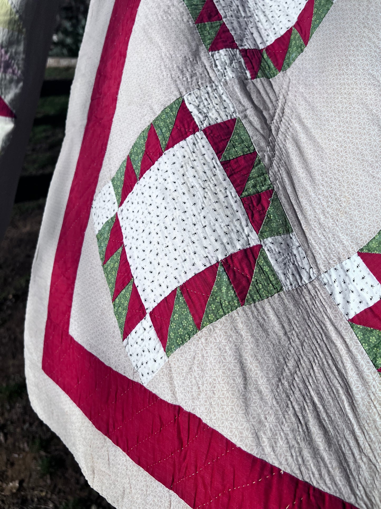 Glorious Triangles Dancing Across this Antique Vintage Quilt