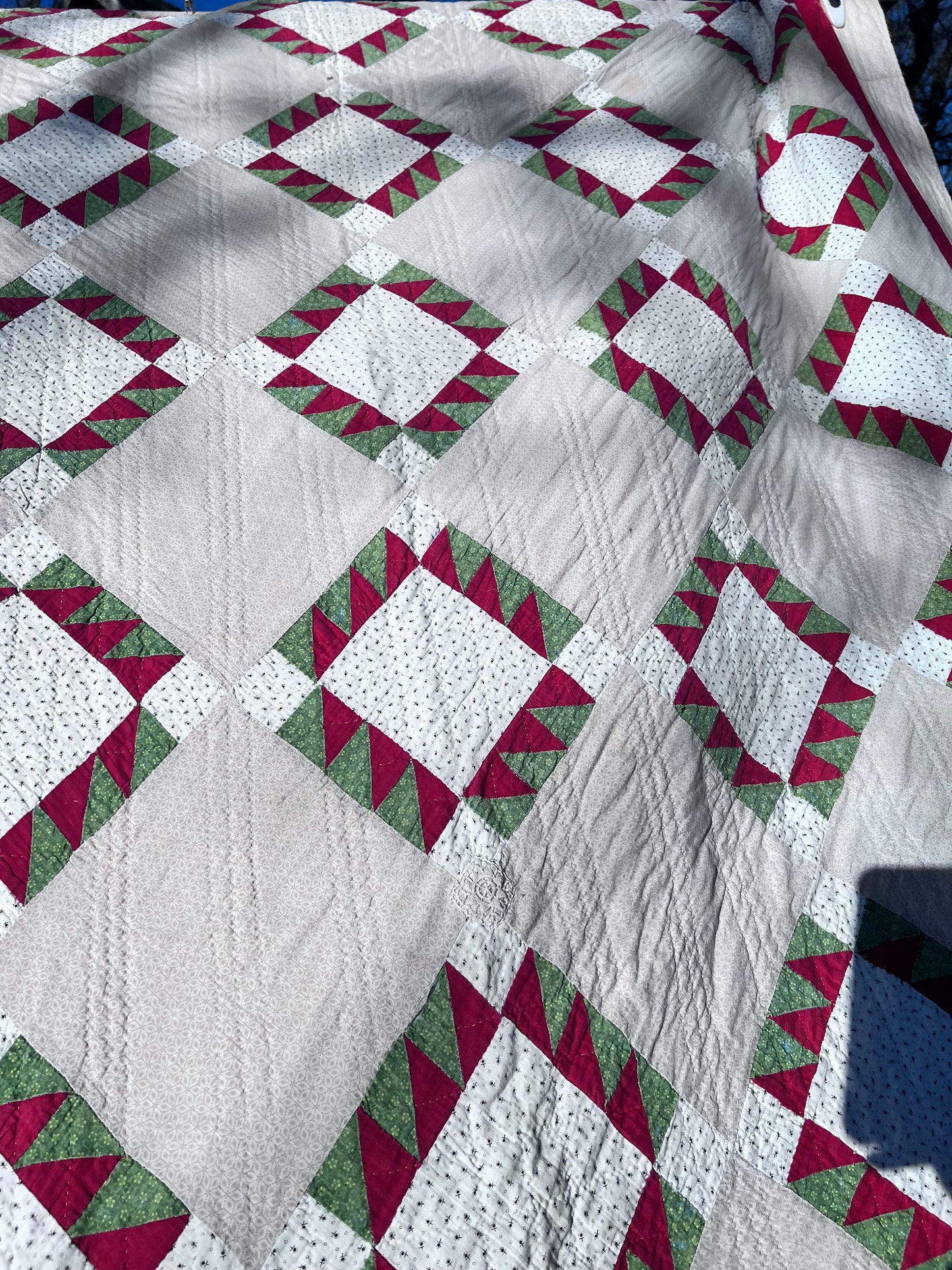 Glorious Triangles Dancing Across this Antique Vintage Quilt