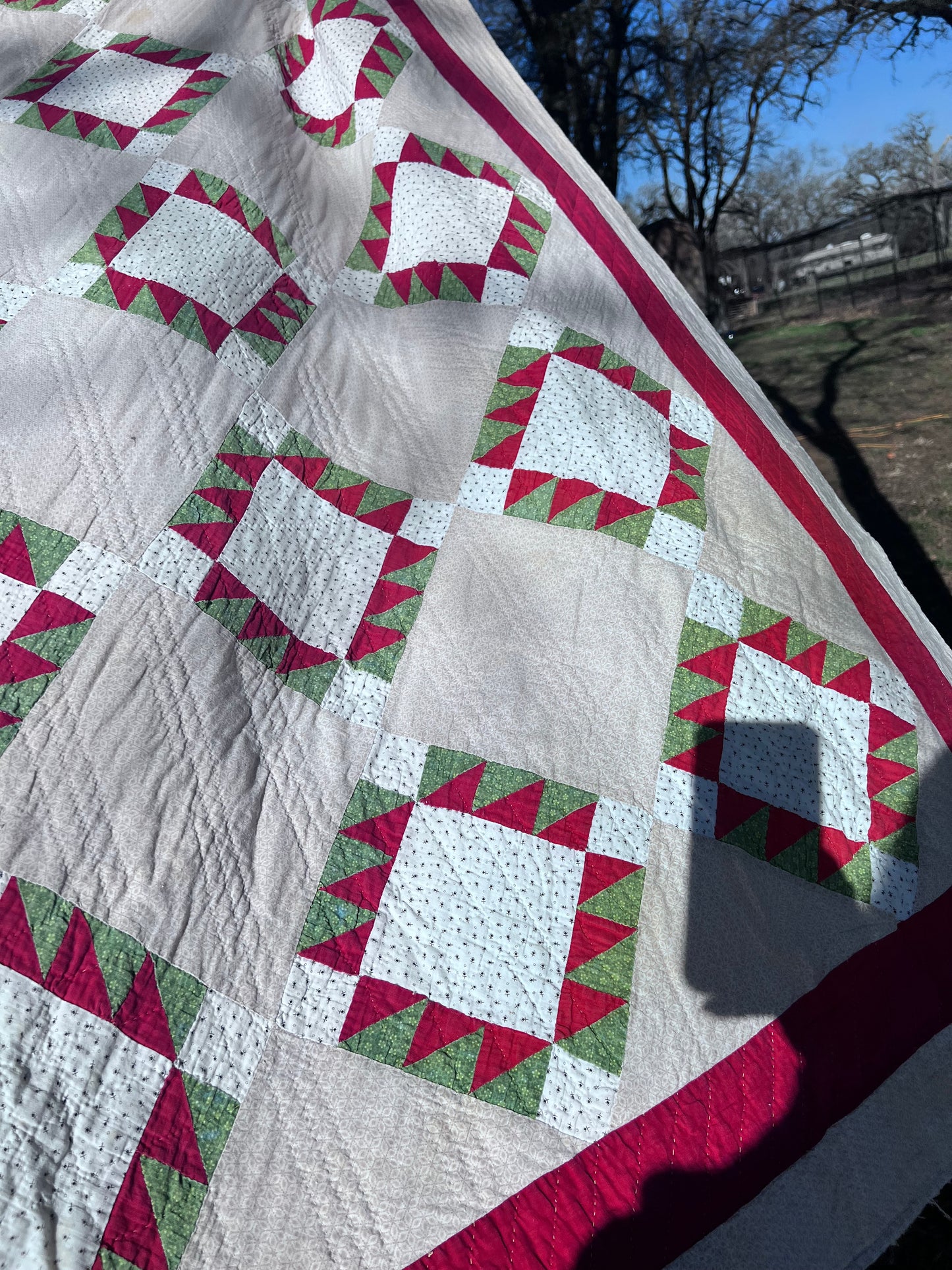 Glorious Triangles Dancing Across this Antique Vintage Quilt
