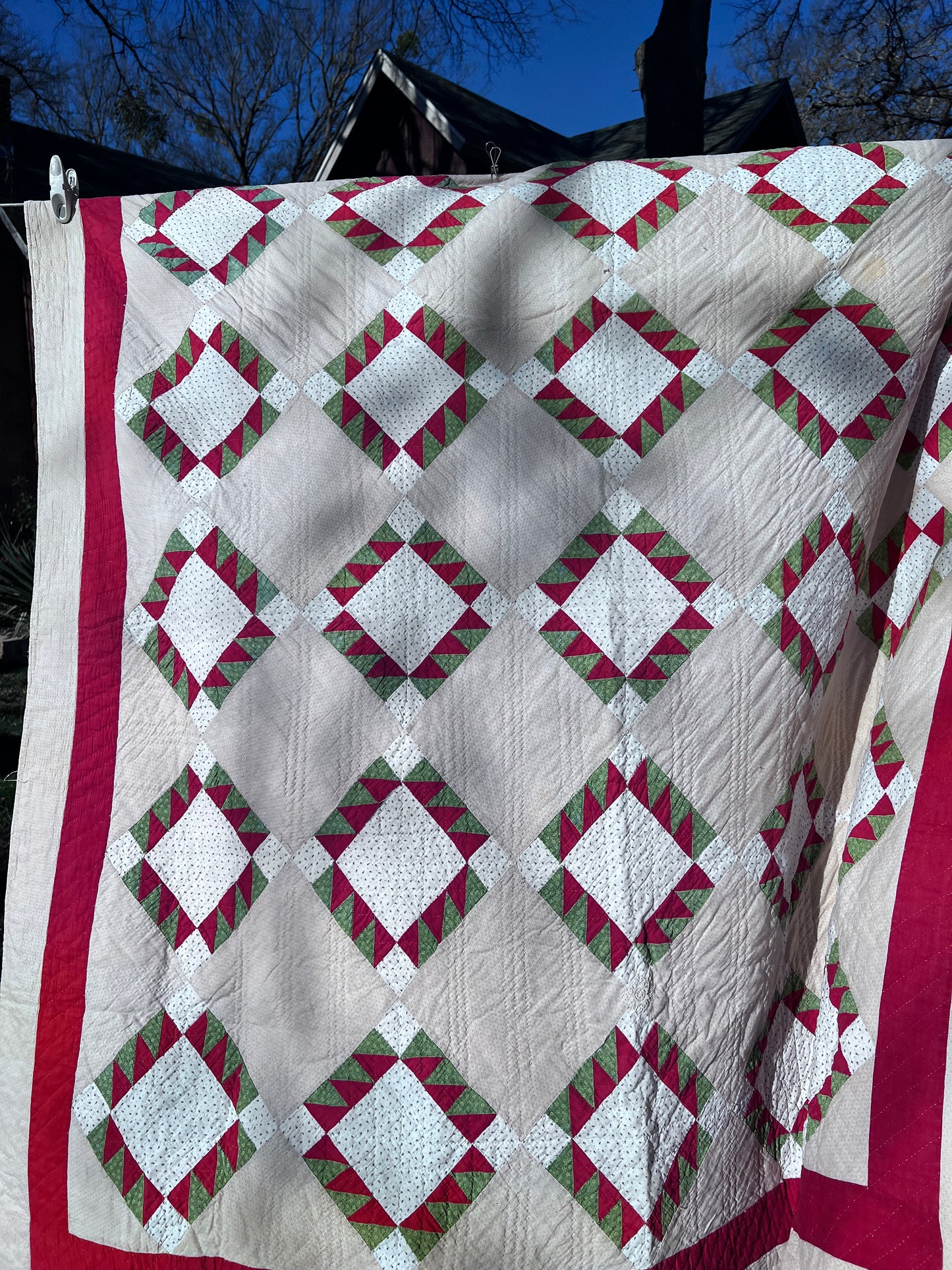 Glorious Triangles Dancing Across this Antique Vintage Quilt
