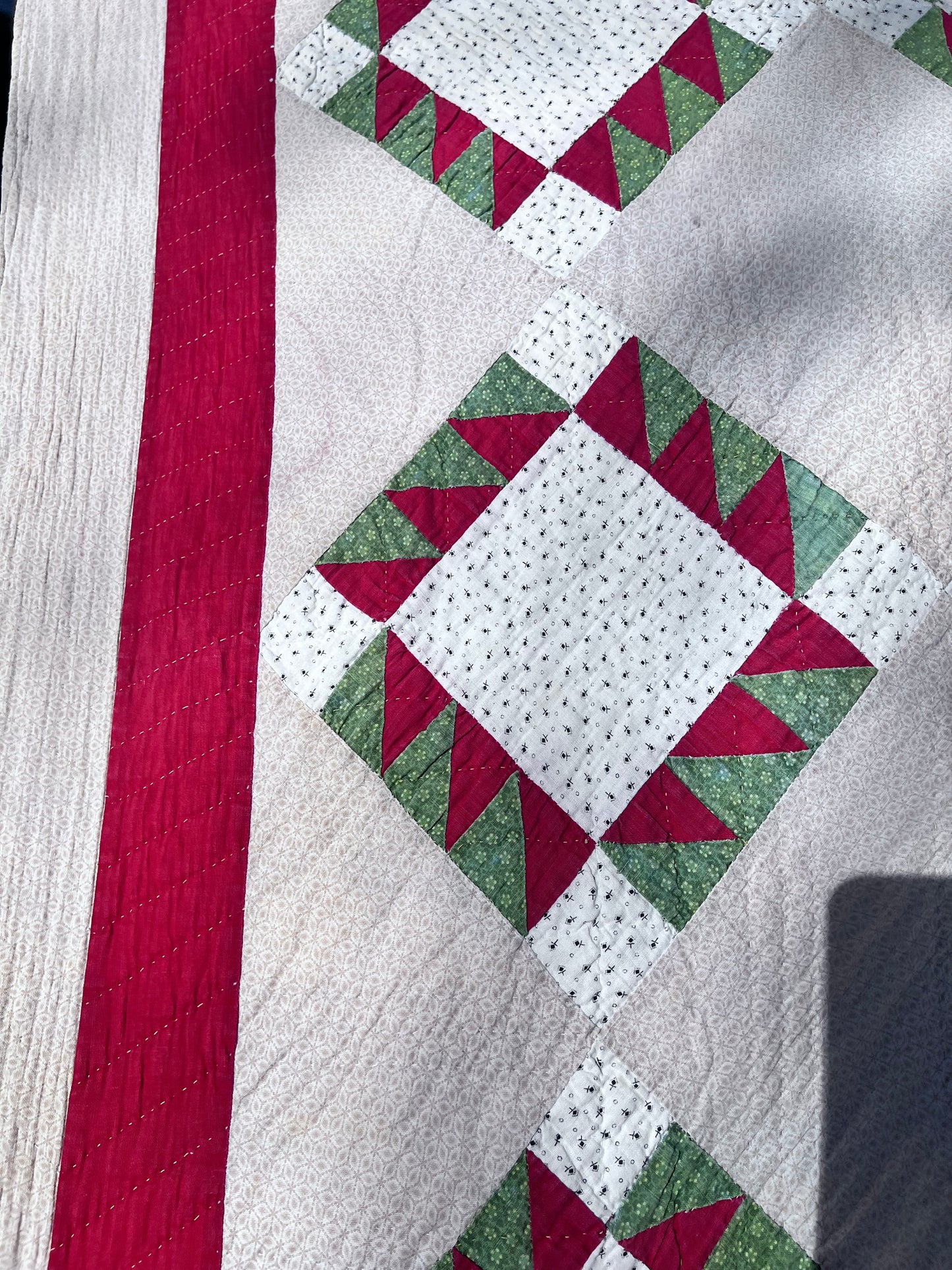 Glorious Triangles Dancing Across this Antique Vintage Quilt