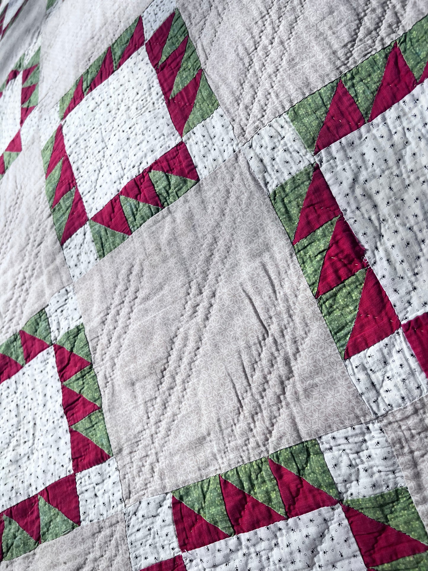 Glorious Triangles Dancing Across this Antique Vintage Quilt
