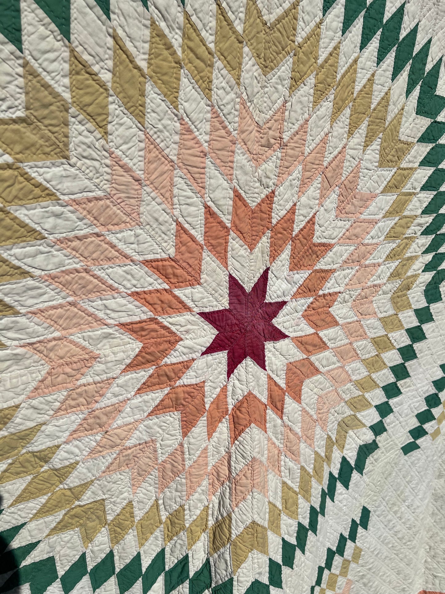 The Peach Lone Star Vintage Antique Quilt