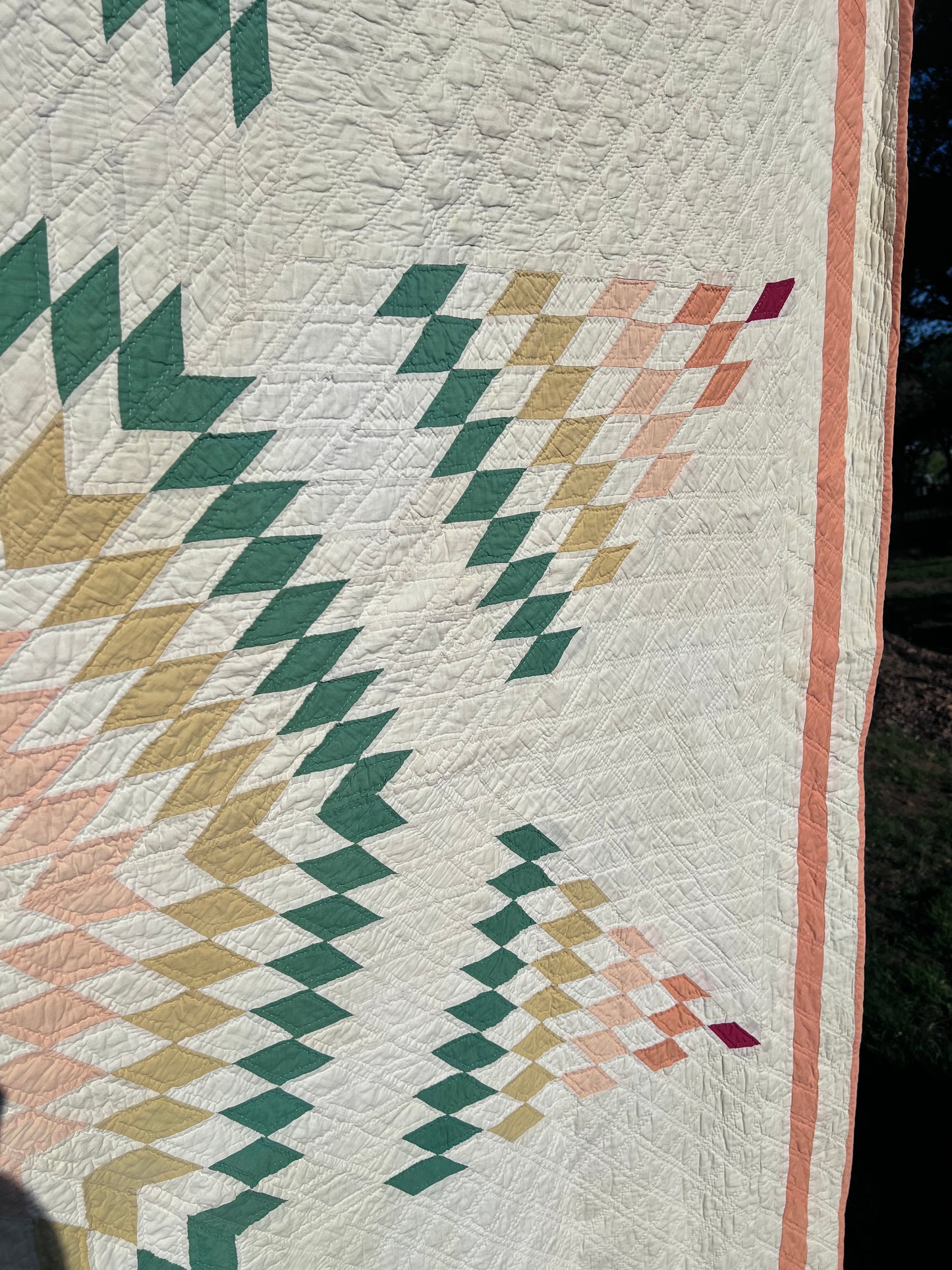 The Peach Lone Star Vintage Antique Quilt
